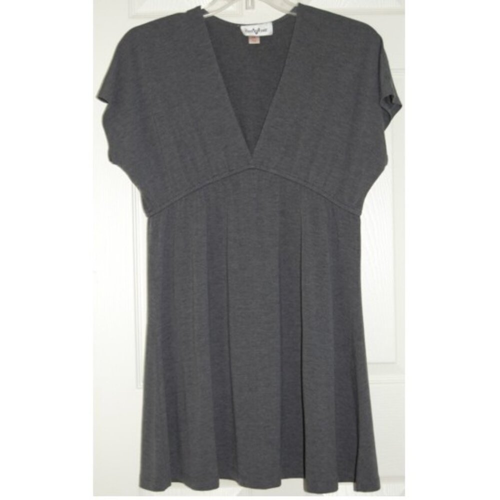 Christine V Mini Dress, Heathered Gray Robe Style, Rayon Blend, Women Size L